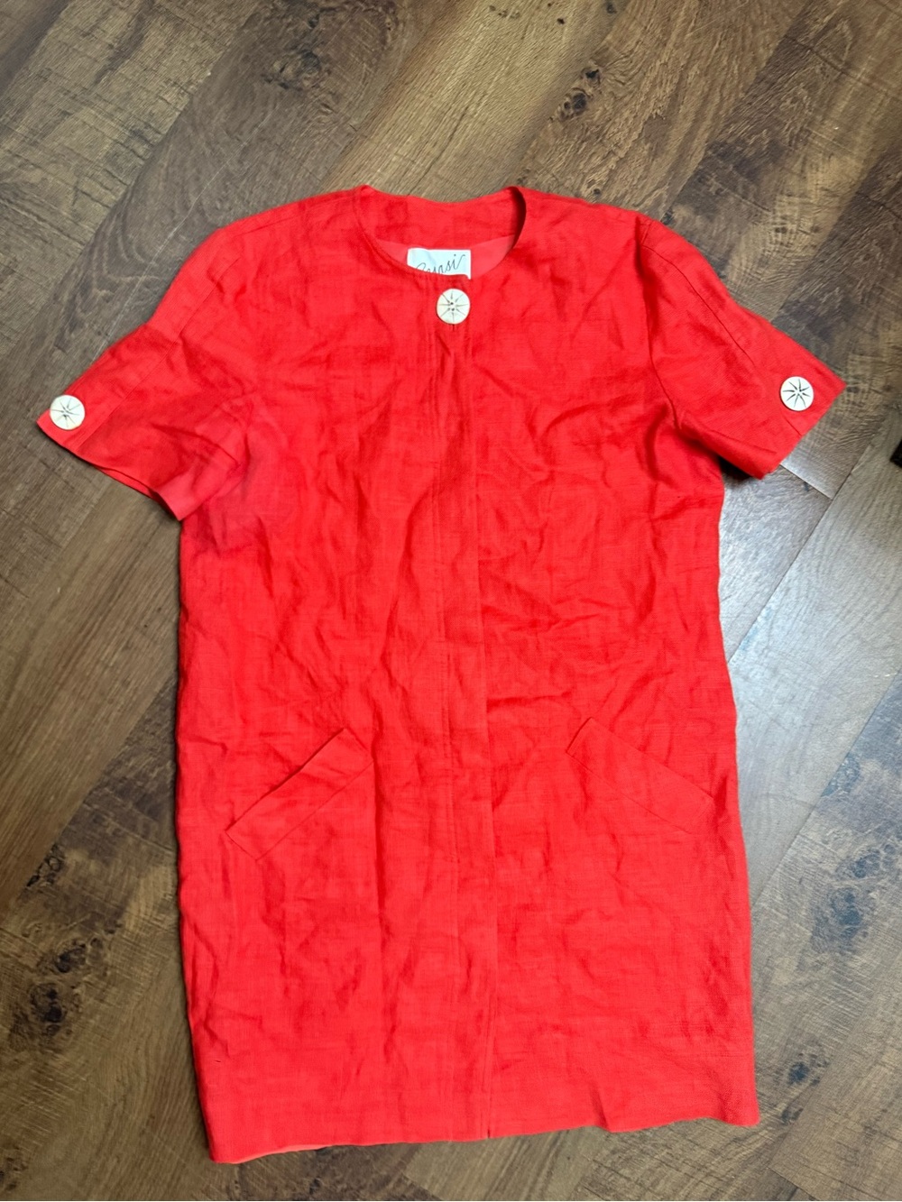Women’s Bright Red Short-Sleeve Shift Dress - Scaasi brand